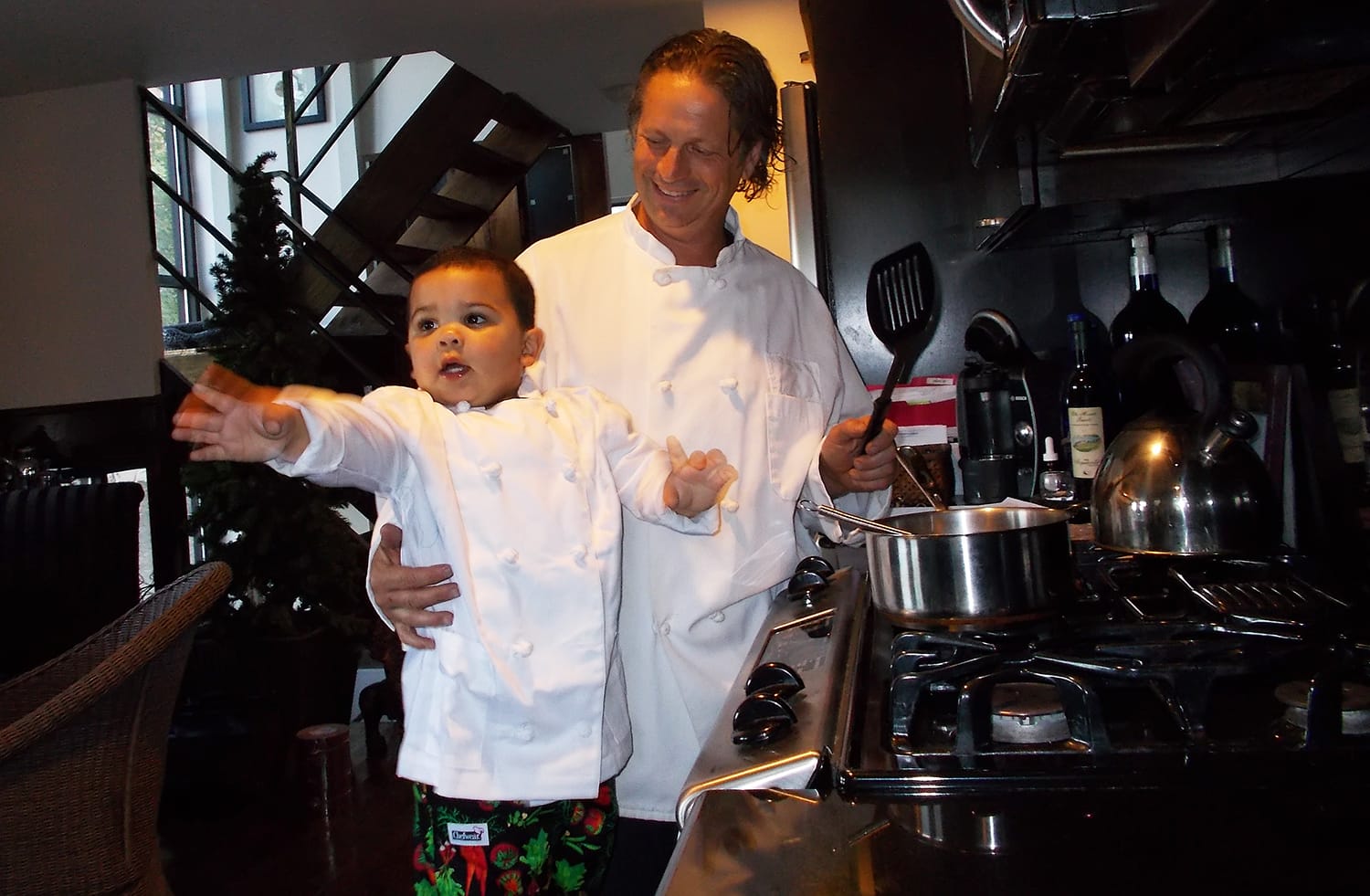 Chez Vous owner, Ettore Mazzei, and his grandson Giancarlo having a private cooking lesson