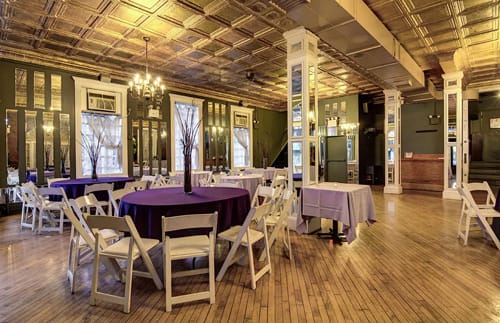 First floor view of Edgewater Hall, a premier Staten Island catering hall, with elegant table settings.